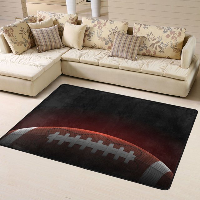 DouZhe American Football Sports Balls Pattern Area Rugs Non-Slip Machine Washable Floor Mat, Style Carpet Doormat, 63x48 inches