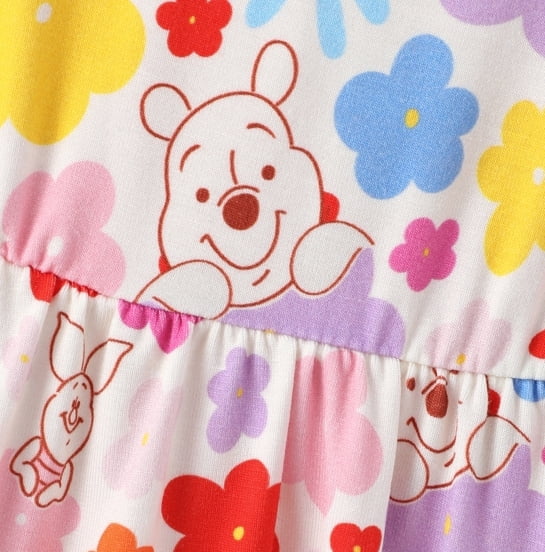 Disney Winnie the Pooh Baby Girls Clothes Bamboo Viscose Floral Dress and Graphic Bodysuit 2 Pack Outfit Shower Gift Infant 9-12 Months