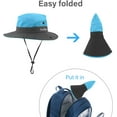 thumbnail image 6 of 2-piece summer sun hat for children aged 5-14 - Girls' wide-brimmed sun hat, Ponytail beach bucket hat, UPF sun protection, 6 of 7