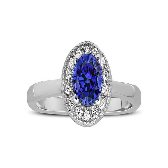 Unique 1.50 Carat Halo Sapphire and Diamond Engagement Ring in White Gold