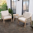 thumbnail image 3 of Aveiro 3-Piece Modern Bohemian Roped Acacia Wood Conversation Outdoor Patio Set with Cushions, Beige/Light Teak, 3 of 8