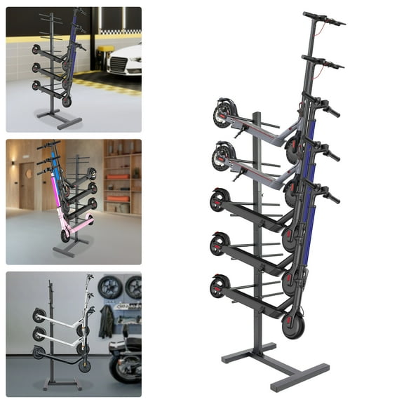 5-Tier Scooter Rack Garage Storage Scooters Stand Holder Skateboard Organizer for Garages, Basements