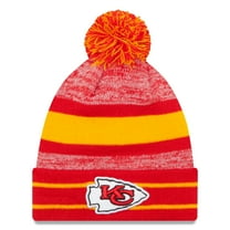 Men's New Era Red Kansas City Chiefs Team Logo Cuffed Knit Hat with Pom