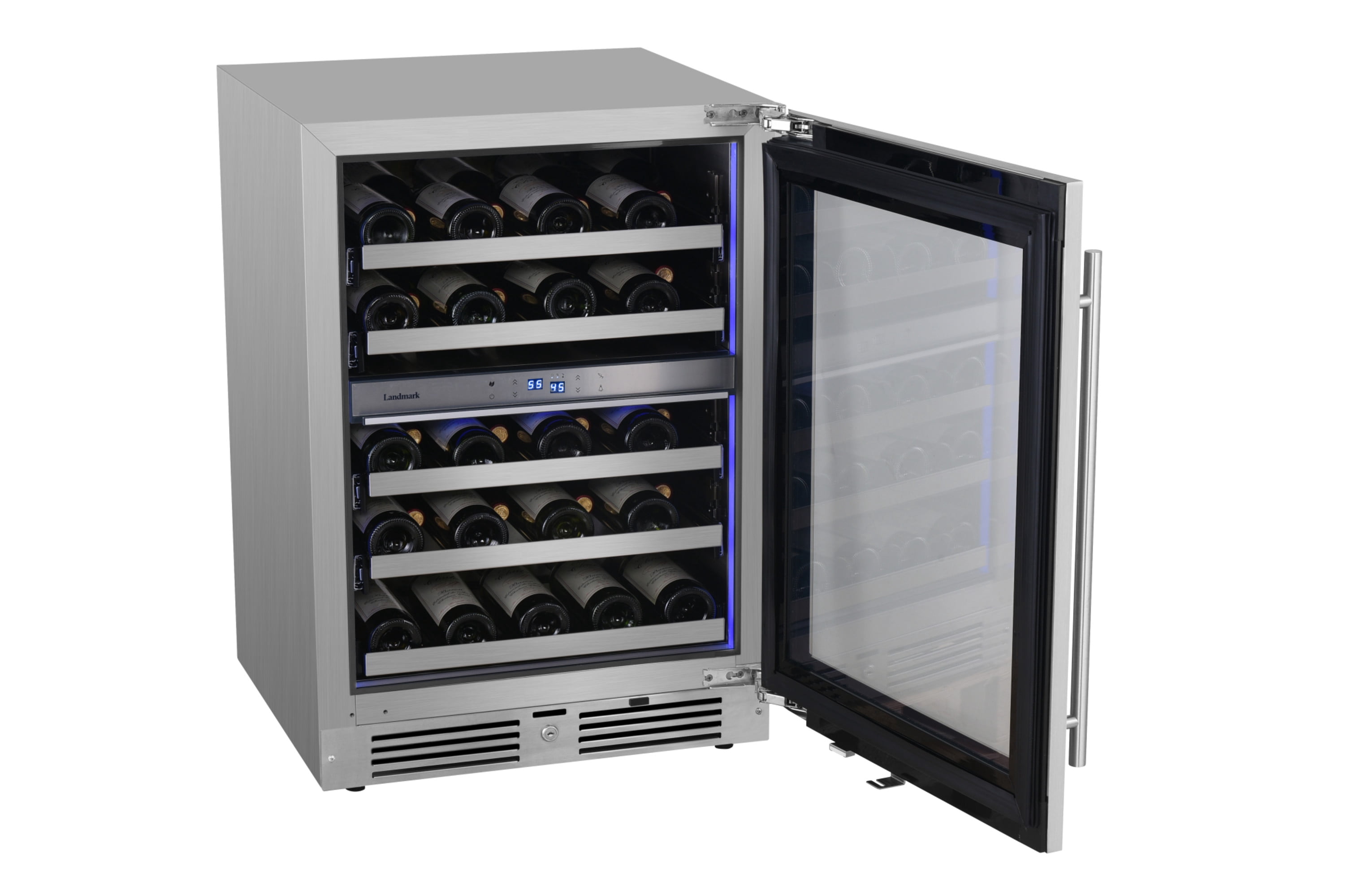 Landmark L3024UI2W-RH 37 Bottle Dual Zone Stainless Steel Door Beverage Refrigerator