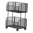 thumbnail image 5 of kowaku Rolling File Folder Cart,Mobile Utility Cart School with Lockable Wheels under Desk Storage Organizer for Bathroom Toiletries Black Two Layer, 5 of 9