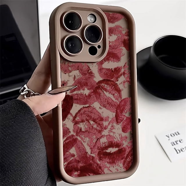 Coques en Silicone Liquide Lèvres Rouges pour iPhone 11 Étui iPhone 13 12 14 15 Pro Max TP X XR 7 8 Plus SE 2020 2022 Étui Souple Antichoc 05OC65 pour iPhone 12Pro Max