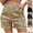 Khaki, variant on PUMISAS Cargo Shorts For Women Elastic And Adjustable Waistband High Waist Pants Summer Solid Color Button Pants Casual Loose Shorts With Side Pockets