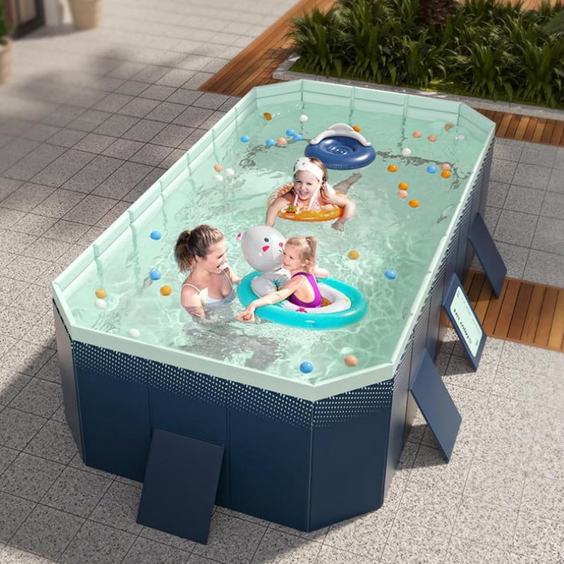 GASKY 10ft Swimming Pool Rectangle Metal Frame and Accessories