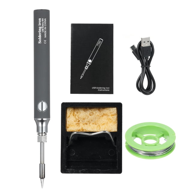 Lepmerk Kit de Fer à Souder Sans Fil Compact - Stylo à Souder Rechargeable 5V avec Réglages de Température Réglables, Batterie Intégrée 650mAh, Inclut Pointe Ronde, Support, Câble USB et Fil à Souder