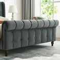 thumbnail image 6 of Full size Regal Chesterfield-Style Tufted Sleigh Bed with Textured Upholstery and Dark Wood-Effect Feet - No Box Spring Required ,Grey, 6 of 7
