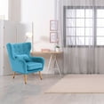 thumbnail image 5 of Critter Sitters Teen Chair Wingback Accent Chair with Lumbar Pillow Faux Velvet with Wooden Legs Teal, 5 of 10