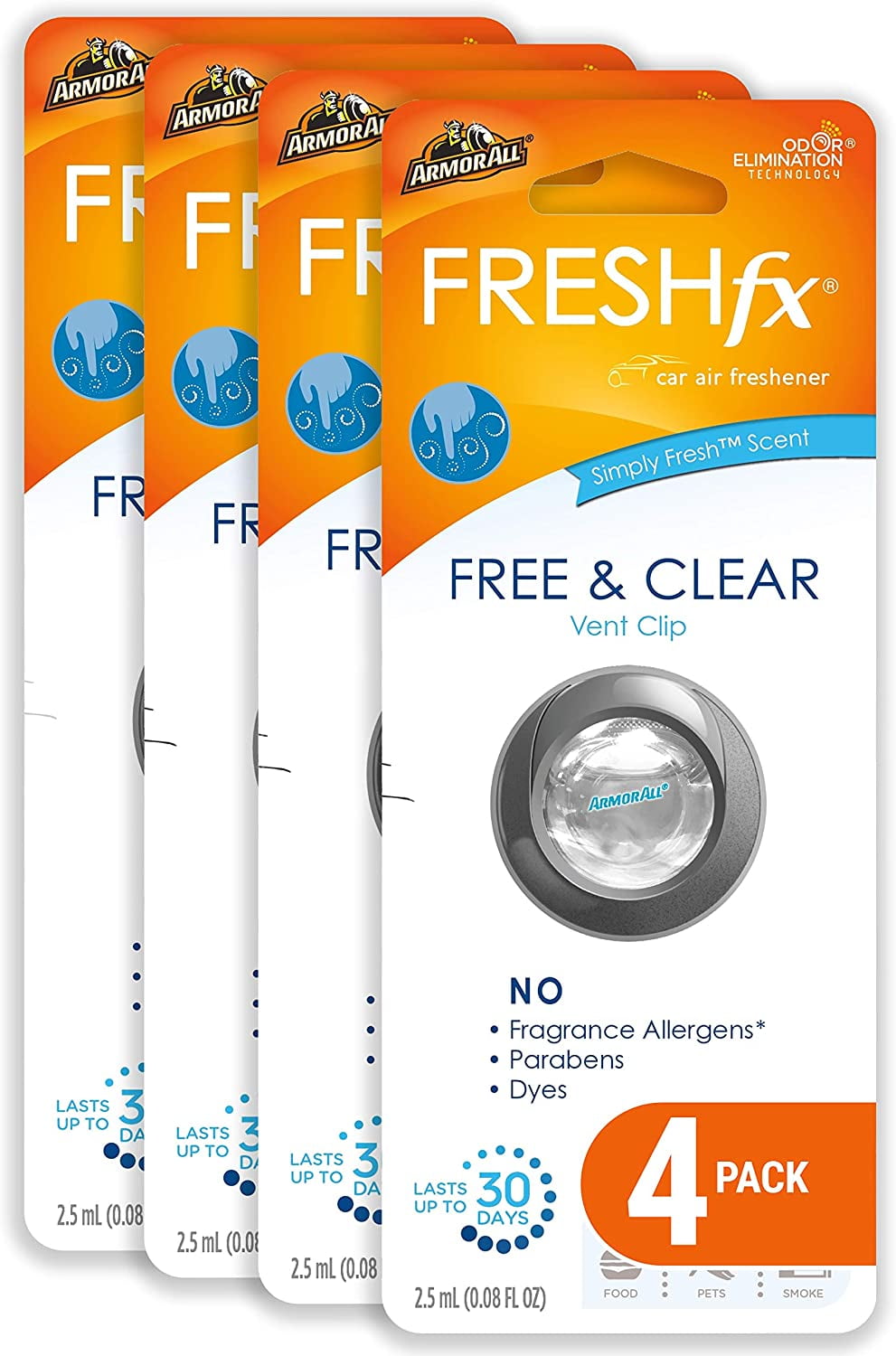 Armor All FRESHfx Car Air Freshener Vent Clip, 4-Pack (Tobacco & Vanilla)
