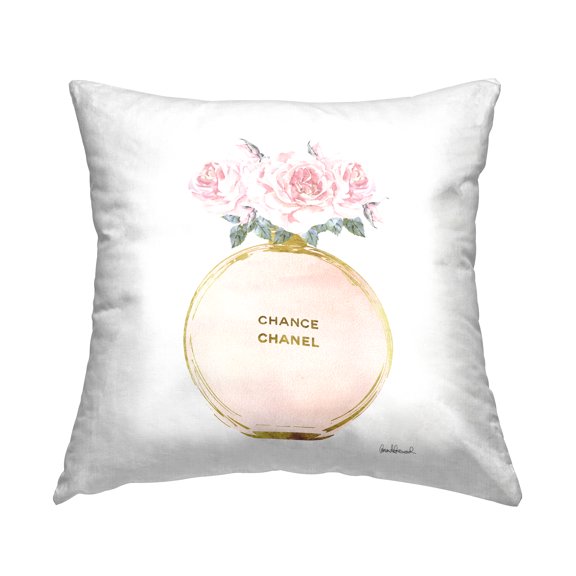 Stupell Industries and Gold Round Perfume Bottle with Roses Glam Pink,18 x 7 x 18 Decorative Pillows
