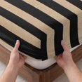 thumbnail image 3 of Twin XL Size Fitted Sheet Set - Black Striped 2 Piece Bedding Sets 16" Deep Pocket Fitted Sheet with 1 Pillowcases, Farmhouse Country Minimalist Tan Stripes Brushed Microfiber Hotel Luxury Bed Sheets, 3 of 9