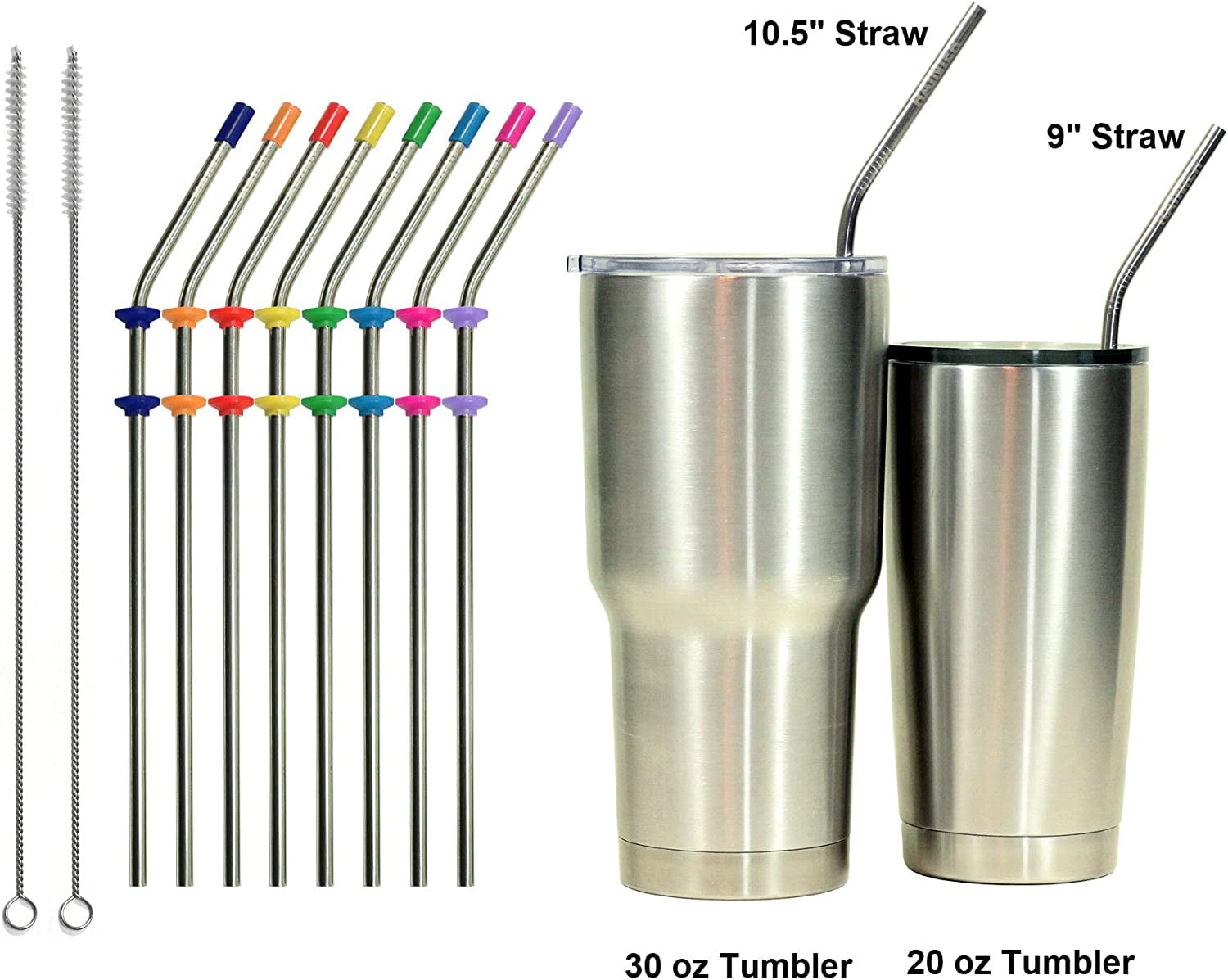 Stainless Steel Straws Replacement For Yeti Rambler Series and Simple  Modern 20/30oz Tumblers-16 Reusable Metal Straws with Travel Case & 4  Cleaning