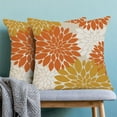 thumbnail image 2 of Fall Burnt Orange Outdoor Pillow Covers 18x18 Inch Set of 2 Mustard Yellow White Dahlia Floral Decor Throw Pillows Modern Geometry Flower Decorative Cushion Cases for Sofa Couch Bed Decorations, 2 of 6