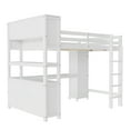 thumbnail image 4 of Queen Loft Bed with Wardrobe & Desk, Wood Loft Bed with Bookshelf and Storage Cabinet, Space Saving Full Loft Bed with Ladder, White, 4 of 8