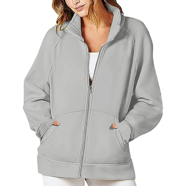 2025 Chandails Molletonnés Surdimensionnés pour Femmes Longs Chandails Molletonnés pour Femmes à Manches Fermeture Éclair Chandail Molletonné pour Femmes Grande Taille Chandail Molletonné Tendance Vestes Pulls Tenue Femme Confortable