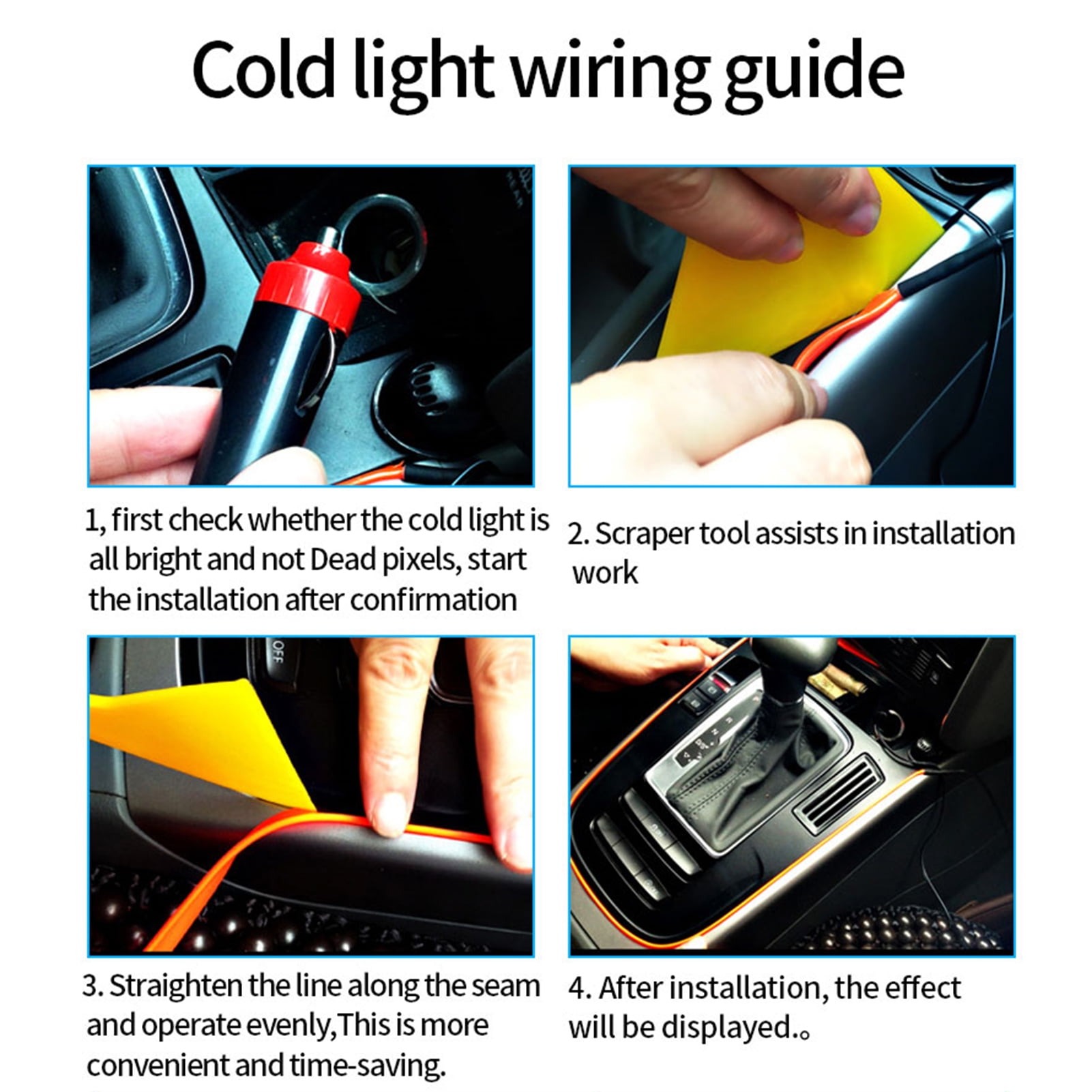 Hibibud GWONG Car Ambient Light Decorative Eye-catching DIY Car Interior LED Wiring Neon Light Strip for Bike