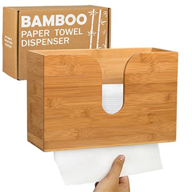 bamboo paper towel dispenser wall mounted & countertop for kitchen