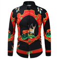 thumbnail image 1 of Camisas de manga corta o larga con botones y estampado 3D de lujo de alta gama con patrón dorado para hombres, camisetas de estilo callejero de moda, camisetas de hip hop, 1 of 6