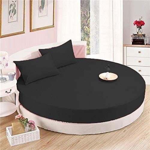 96" Diameter, Elegant 4-Piece Round Bed Sheet Set - 600 TC Pima Cotton, Perfect Fit & Comfort (9" - 12") Deep Pocket, Round Bed Sheet Set 96" Diameter, Solid (Black)