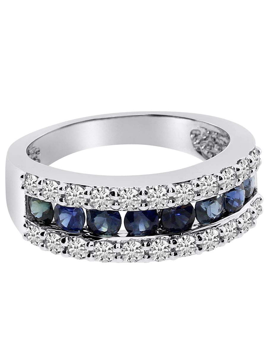 DirectJewelry 14k White Gold Wide Sapphire Ring