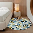 thumbnail image 3 of Bees Round Living Room Rugs 3.3 ft, Yellow Blue Leaves Bee Green Texture Washable Area Rug with Non-Slip Sturdy Edge Binding Round Front Door Mat Floor Carpet for Entryway, 3 of 9