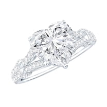 Rosec Jewels Silver Heart Engagement Ring (2 Carat, 8 mm - D-VS1 Quality) Stamped 925 Sterling Moissanite Ring for Women, US 6.00