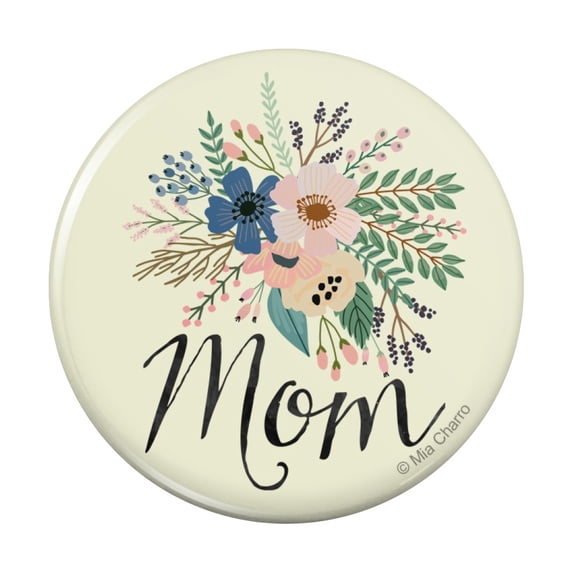 Mom with Flowers Mother's Day Pinback Button Pin