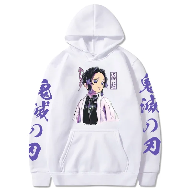 Demon Slayer Japón Anime hombres y mujeres sudaderas con capucha de manga larga Shinobu Kocho sudaderas de talla grande Unisex Otoño Invierno pulóver