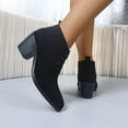 thumbnail image 5 of Black Ladies Fashion Winter Short Boots With British Inspired Design And Round Toe For Daily Wear, 5 of 9