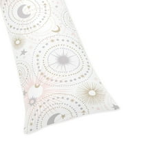 Sweet Jojo Designs Celestial Pink Gold and Grey Body Pillow Cover Case 54x20 (Pillow Not Included)
