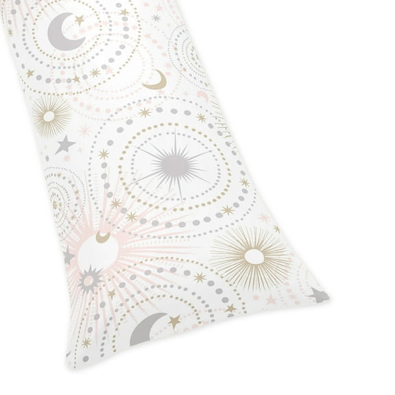 Sweet Jojo Designs Celestial Pink Gold and Grey Body Pillow Cover Case 54x20 (Pillow Not Included)