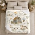 thumbnail image 4 of YShenghong Sleepy Farm Animals Around A Moonlit Blue Barn Printed Flannel Blanket, 4 of 7