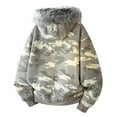 thumbnail image 5 of Camo Zip Up Hoodie Men Fleece Line Winter Warm Button Streetwear Jacket Fuzzy Side Hooded Military Combat Camouflage Coat Size-XXL, 5 of 9