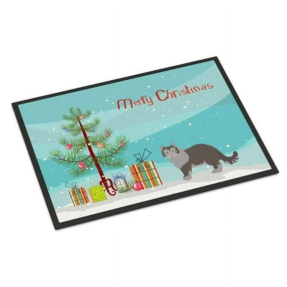Carolines Treasures CK4714MAT 18 x 27 in. Siberian Forest No.1 Cat Merry Christmas Indoor or Outdoor Mat
