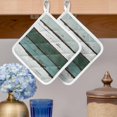 thumbnail image 2 of Green Gray White Pot Holders for Kitchen Heatproof Potholder, 4 Pack Country Vintage Gradient Wooden Plank Hot Pads Multipurpose Oven Pads Cloth Potholders Trivet for Cooking and Baking, 2 of 8