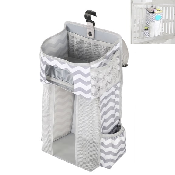 Hanging Bedside Pocket Organizer In Grey Fabric For Easy Storage