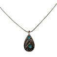 thumbnail image 2 of Jiaroswwei Vintage Unisex Sweater Necklace Alloy Necklace Turquoises Stone Leaf Water Drop Pendant Necklace for Gifts, 2 of 8