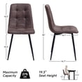 thumbnail image 4 of Set of 4 Velvet Dining Chairs - Mid Century Modern Dinning Chair, Upholstered Cushion Seat, Square-Patterned Backrest, Brown, Dinner Chairs with Metal Legs for Dining Living Room, Bedroom, 4 of 7