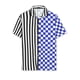 thumbnail image 1 of INSPIRE CHIC Camisa de cuadros a rayas estampada con botones y manga corta en color en contraste para hombre Azul negro M, 1 of 6