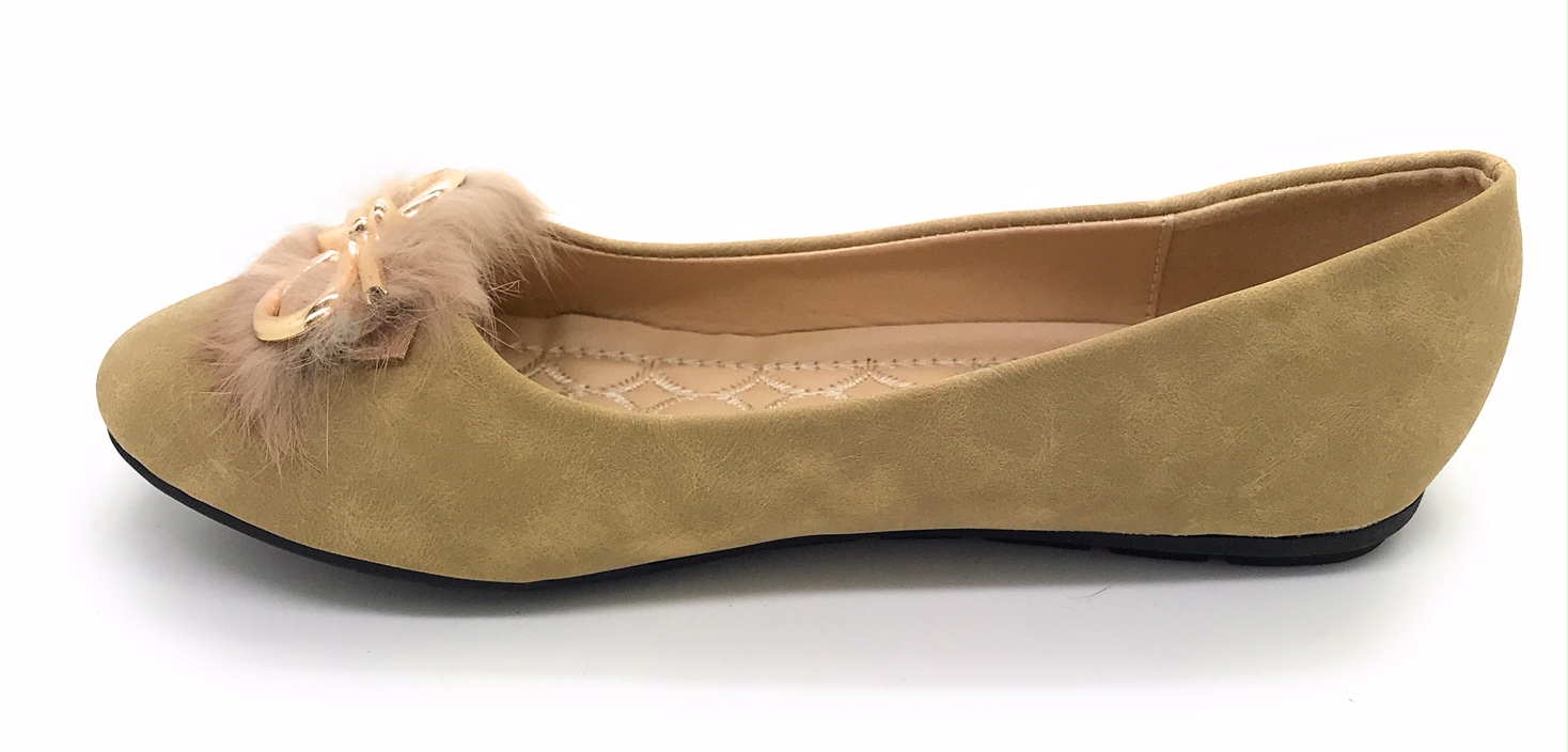 Victoria K Gold Bow Faux Fur Trim Ballerina Flats (Women)