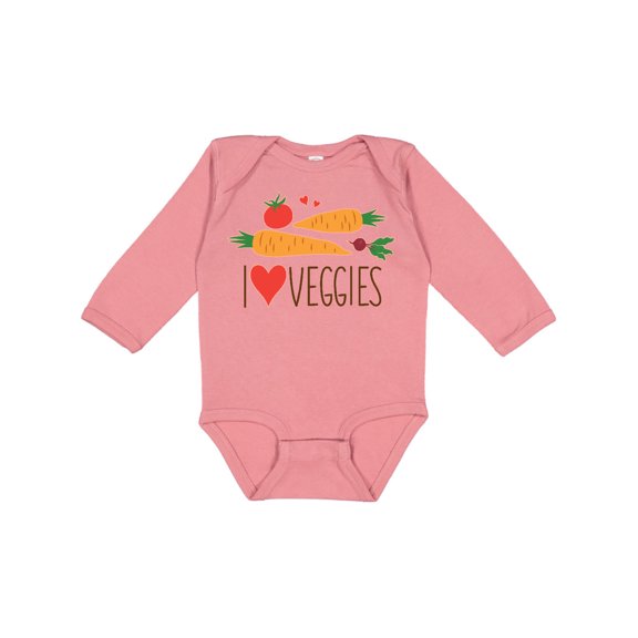 Inktastic I Love Heart Veggies Vegetables Healthy Food Boys or Girls Long Sleeve Baby Bodysuit