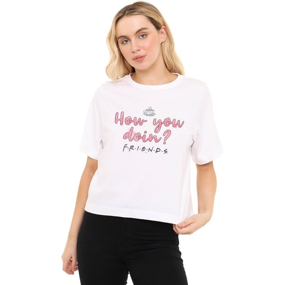 Friends How You Doin? Women's Boxy Cropped T-Shirt Casual Graphic Tee