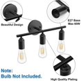 thumbnail image 3 of Retro black bathroom mirror with 3 lights, industrial style bathroom mirror, retro wall light 40 cm, bulb not included, 3 of 5