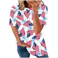 thumbnail image 1 of Blusa informal de manga corta con estampado del Día de la Independencia para mujer Fridja  hjk5761, 1 of 1