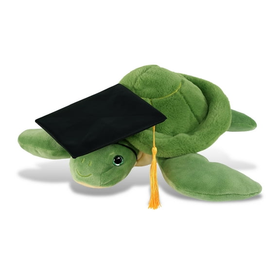 DolliBu Green Sea Turtle Graduation Plush Toy - Super Soft Turtle Graduation Stuffed Animal Dress Up with Graduation Cap with Tassel - Reward Celebration Grad Gift - 13 Inch