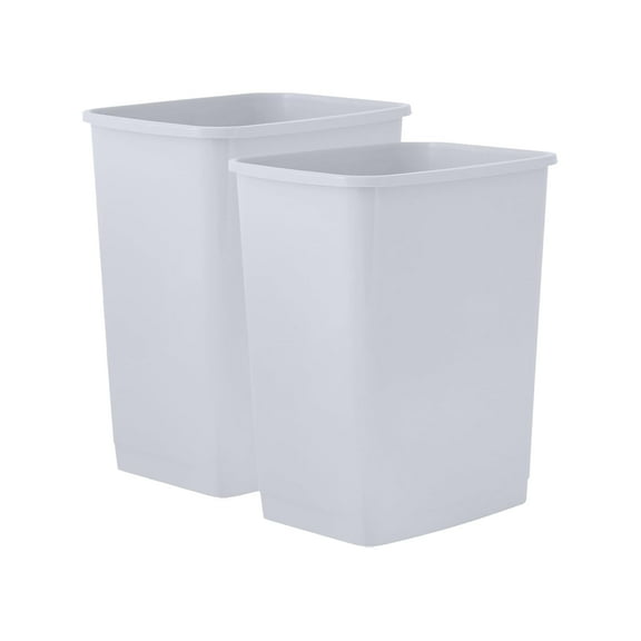 Superio Kitchen Trash Can 9 Gallon Slim Waste Bin 37 Qt Durable Plastic, Fit Small Spaces, Office, Bathroom, Under Counter (2, White Smoke)