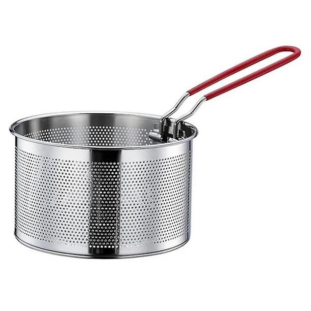 Frying Basket, Stainless Steel Pasta Basket,Deep Fryer Basket with Long Handle, for Pot, Round Food
